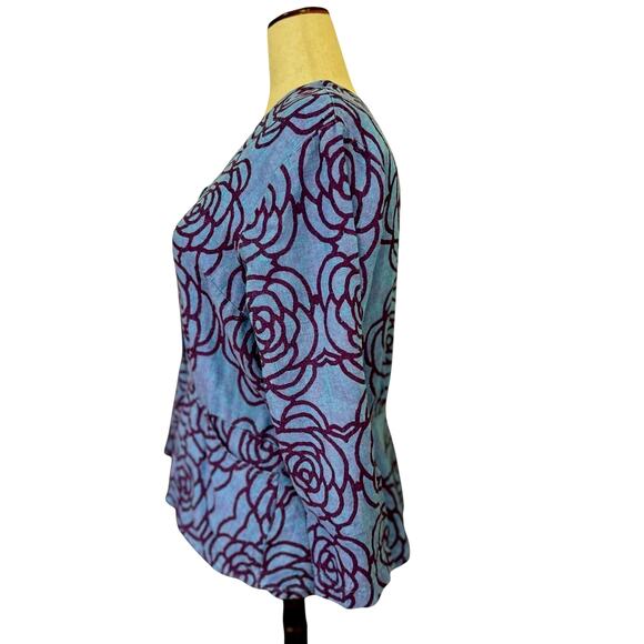 Flax 100% Linen Women's Floral Shirt Relaxed Jacket Pockets Size Medium Casual - Picture 7 of 8